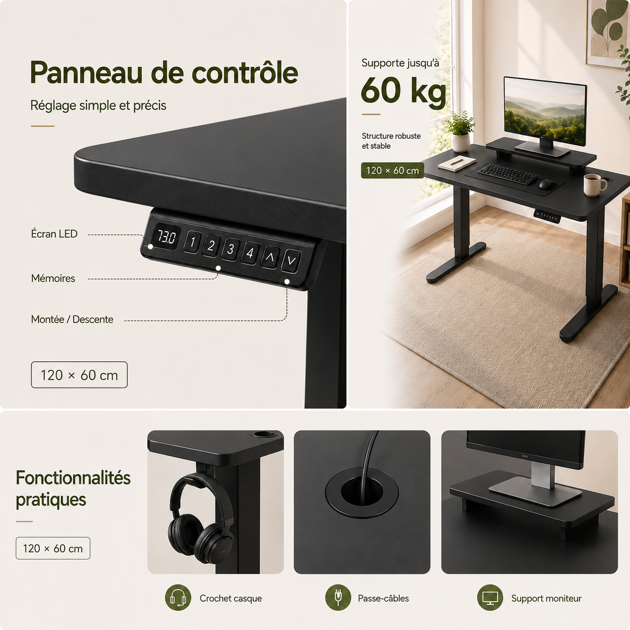 Bureau Assis Debout LevoraDesk - Noir